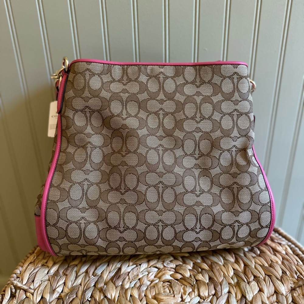 Coach Signature Brown and Pink Shoulder Bag